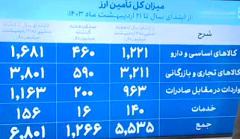 6.8 میلیارد دلار ارز برای واردات تامین شد